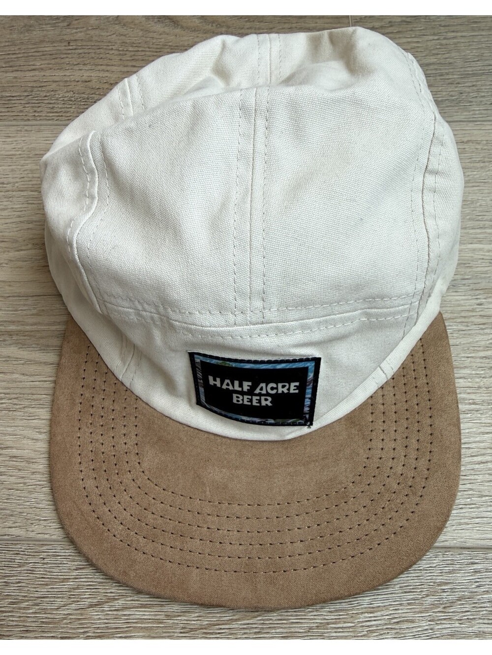 Half Acre Beer 5 Panel Camp Hat Adjustable Strapback Tan Cream Brewery Cap